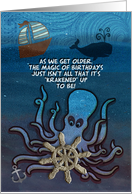 Birthday Getting Older Fantasy Underwater Humorous Kraken Mythical card