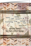 Happy Thanksgiving Giving Thanks Emily Bronte Quote Autumn Leaves Little Things card