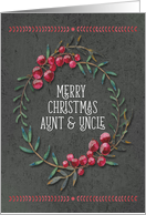 Merry Christmas to Aunt and Uncle Berry Wreath Chalkboard Style card