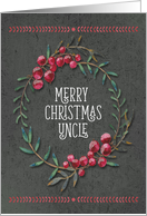 Merry Christmas Uncle Berry Wreath Chalkboard Style Pretty Floral card