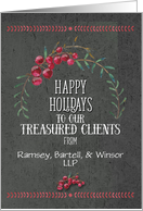 Happy Holidays Business to Clients Custom Business Name Berry Wreath card