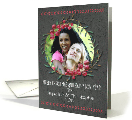 Merry Christmas & Happy New Year Custom Name and Photo card (1408540)