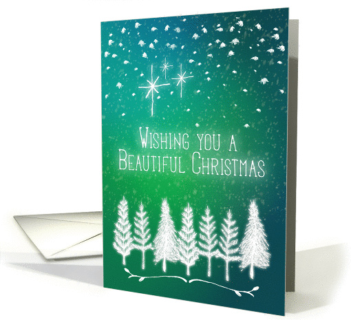 Merry Christmas Beautiful Christmas Trees and Snow Pretty Nature card