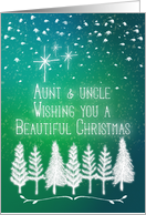 Merry Christmas to Aunt & Uncle Beautiful Christmas Trees and Snow card