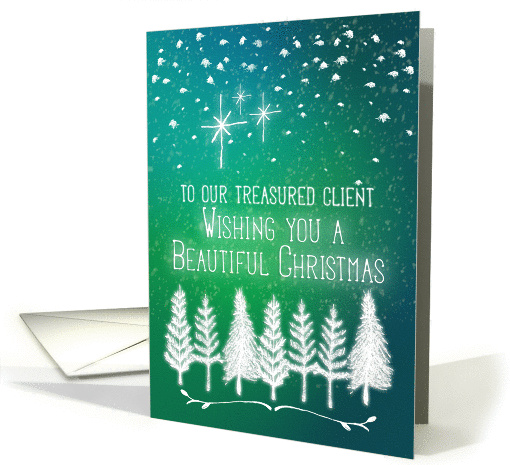 Merry Christmas to Client from Business Trees & Snow Winter Scene card