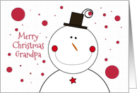 Grandpa Christmas Smiling Happy Snowman with Top Hat card
