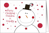 Grandma & Grandpa Christmas Smiling Snowman with Top Hat card