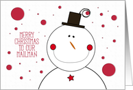 Mailman Christmas Smiling Snowman with Top Hat card