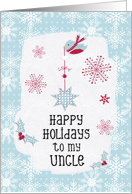 Happy Holidays to my Uncle Snowflakes Pretty Winter Scene card