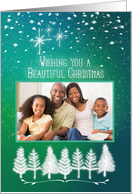 Merry Christmas Custom Photo Beautiful Trees & Snow Photo Card