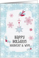 Happy Holidays to Daughter and Wife Snowflakes Pretty Winter Scene card