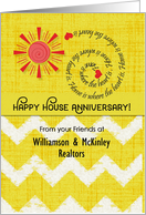 Happy House Anniversary Custom Name from Realtor Business to Customer card