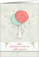 Happy Easter Sister Bunny Floating with Big Balloons Flowers card