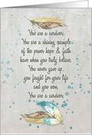 Happy Cancer Survivors Day Pretty Feathers and Paint Splatters card