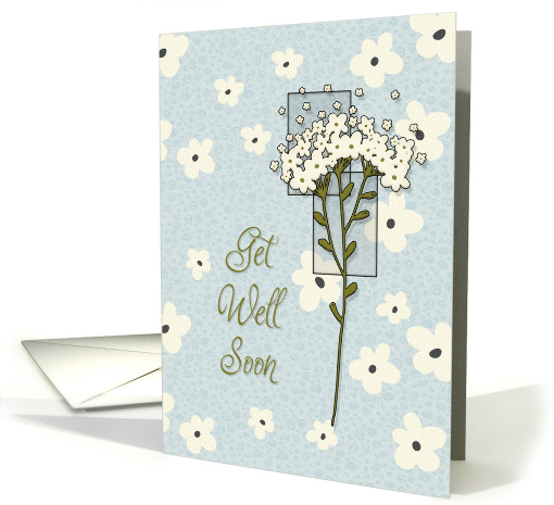 Get Well Soon Pretty Flowers in Cream and Blue card (1439402)