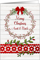 Merry Christmas to Aunt & Uncle Rustic Pretty Berry Wreath, Vines card