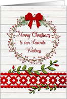 Merry Christmas to Waitress Rustic Pretty Berry Wreath and Vines card