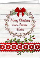 Merry Christmas to Waiter Rustic Pretty Berry Wreath and Vines card