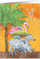 Get Well Wishes from All of Us Whimsical Animals and Trees card