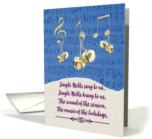 Happy Holidays Jingle Bells and Music Notes Snow and Sheet Music card