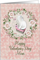 Happy Valentine’s Day to Mom Pretty Kitty Hearts Roses card