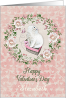 Happy Valentine’s Day Custom Name Pretty Kitty Hearts Roses card