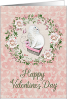 Happy Valentine’s Day Pretty Kitty Hearts Roses card