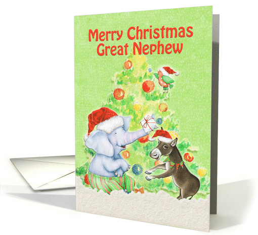 Merry Christmas to Great Nephew Cute Elephant,Donkey,Bird... (1455000)