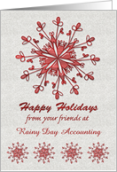 Happy Holidays from Business Custom Business Name Red Shiny Snowflake card