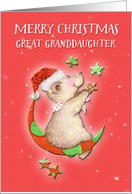 Merry Christmas to Great Granddaughter Adorable Teddy Bear Moon card