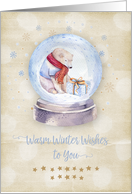 Merry Christmas Warm Winter Wishes Polar Bear Snow Globe card