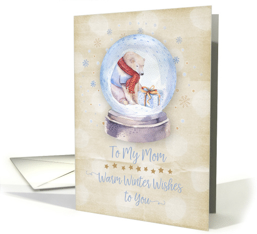 Merry Christmas to Mom Polar Bear Snow Globe Snowflakes card (1460158)