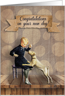 Congratulations on your New Dog Vintage Look Boy with Dog card