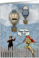 Happy Easter for Both My Dads Vintage Look Hot Air Balloons card