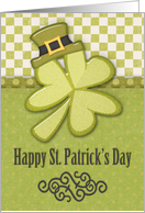 Happy St. Patrick’s Day Shamrock Wearing Hat Green Patterns card
