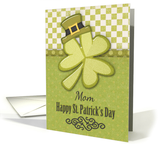Happy St. Patrick's Day to Mom Shamrock Wearing Hat Green... (1467702)