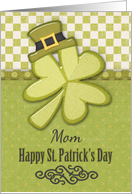 Happy St. Patrick’s Day to Mom Shamrock Wearing Hat Green Patterns card