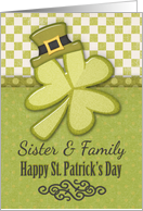 Happy St. Patrick’s Day to Sister and Family Shamrock Wearing Hat card
