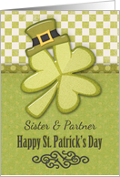 Happy St. Patrick’s Day to Sister and Partner Shamrock Wearing Hat card