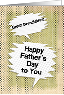 Happy Father’s Day to Great Grandfather Masculine Grunge Speech Bubble card