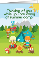 Thinking of You at Summer Camp Campers and Animals Camping card