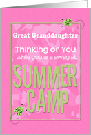 Thinking of You Great Granddaughter Away at Summer Pink Camp Camo card