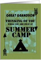 Thinking of You Great Grandson Away at Summer Camp Camo Arrows Tent card