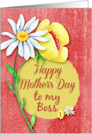 Happy Mother’s Day to Boss Pretty Watercolor Effect Flowers card