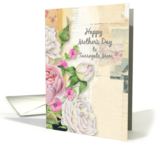 Happy Mother's Day to Surrogate Mom Vintage Flowers Paper Collage card