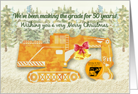 Merry Christmas Excavating Business 50 Year Anniversary Custom Logo card