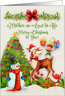 Merry Christmas to Mother-in-Law to Be Christmas Scene Reindeer Elf card