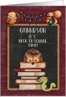Back to School to Grandson Hedgehog and Friends at School Welcome Back card