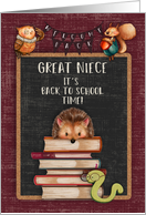 Back to School to Great Niece Hedgehog and Friends at School card