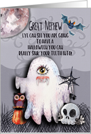 Happy Halloween to Great Nephew Halloween Scene Ghost Funny Pun card